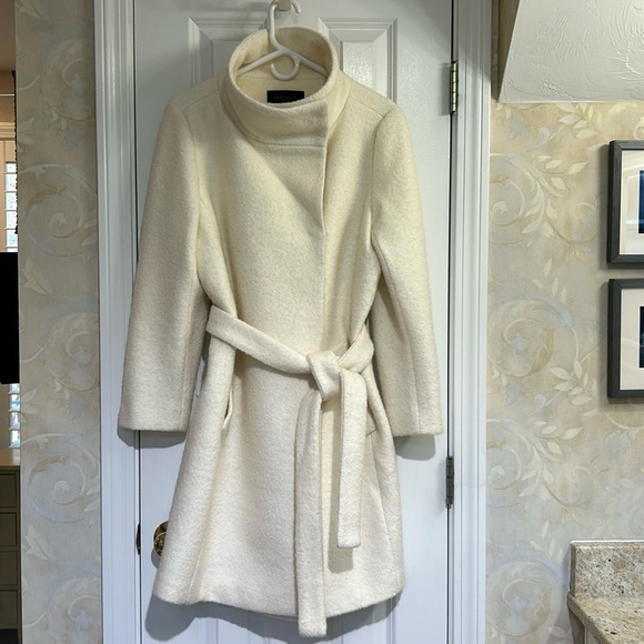Ann Taylor Jackets & Blazers - Ann Taylor Classic Boucle Wool Blend Coat with Funnel Collar and Snap Closure